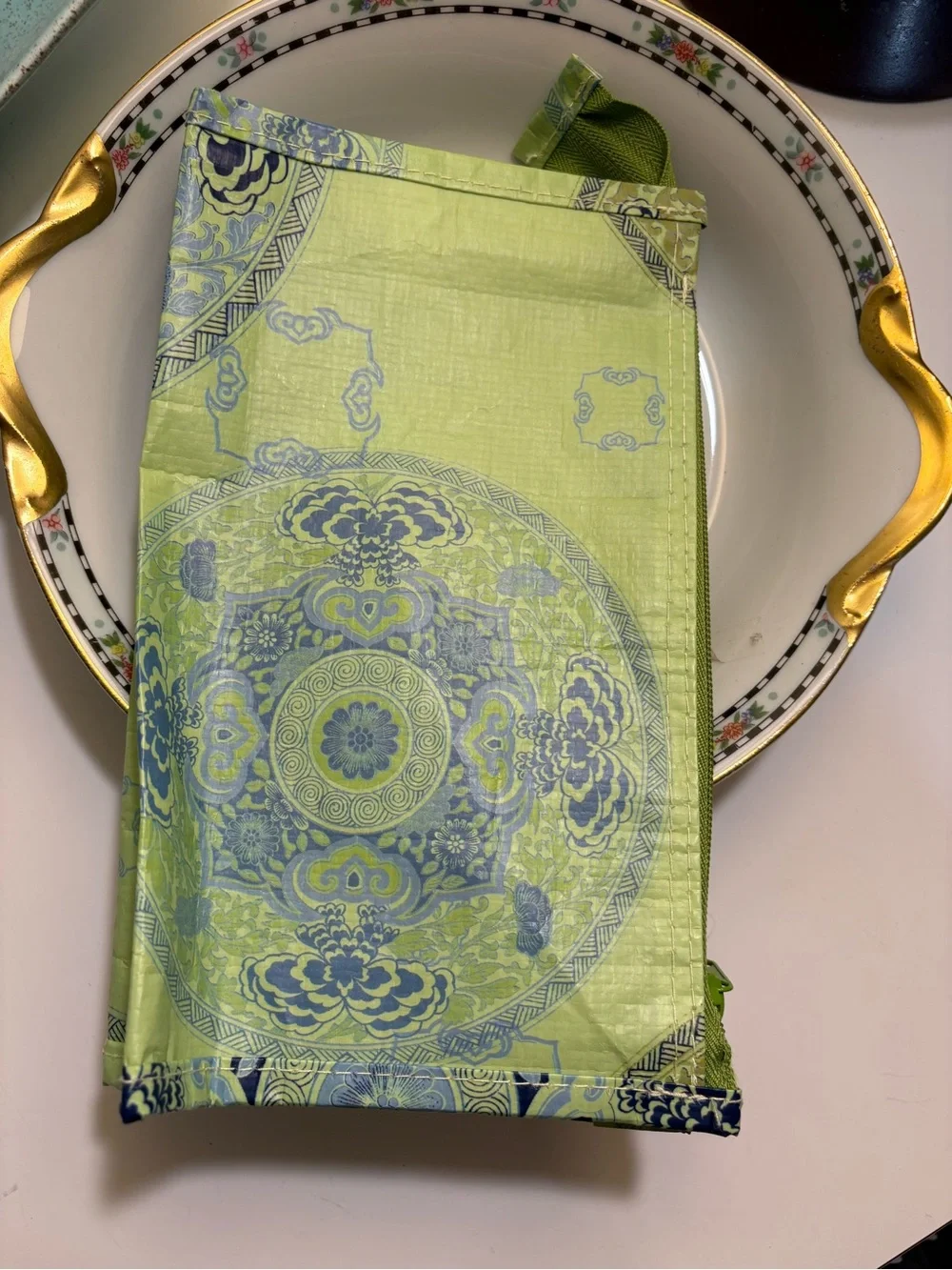 Light Green Floral Wristlet Cosmetic Pouch